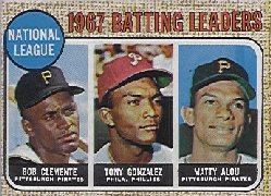 1968 Topps Baseball Cards      001       NL Batting Leaders-Roberto Clemente-Tony Gonzalez-Matty Alou